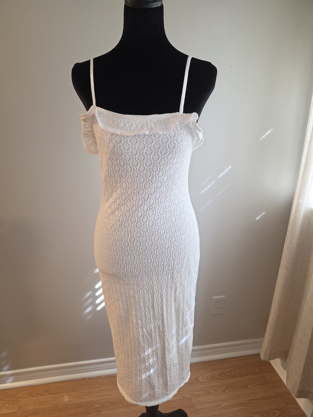 White Ruffle Dress Cardigan Set - Picture 6 of 10